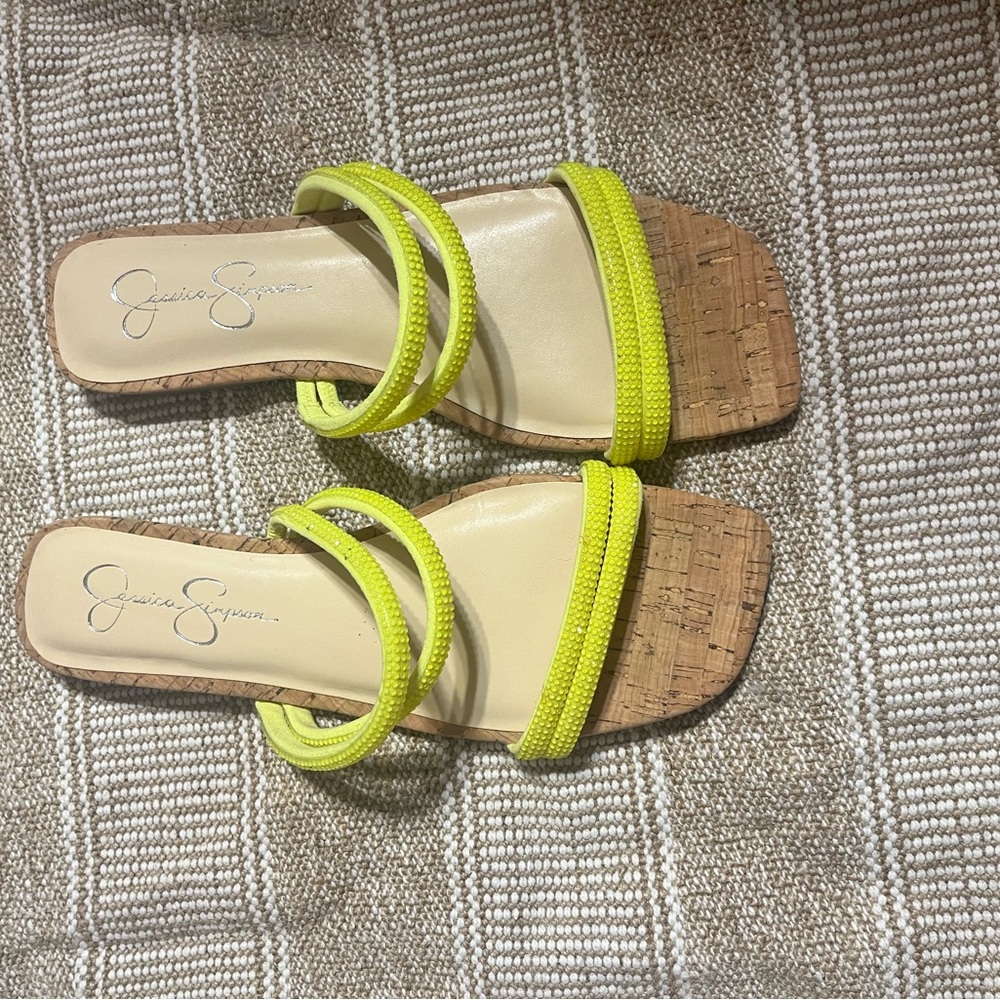 Never worn!! Jessica Simpson Women's Neon Yellow Sandals.